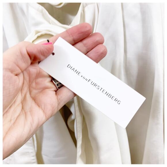 Diane Von Furstenberg Alona Sleeveless Cream A-line Dress - Picture 9 of 12